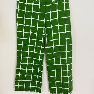 Trina Turk Green and White Ankle Cropped Pants
